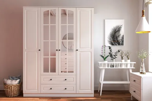 Dulap pentru haine, Hanah Home, Rb-012, 140x180x52 cm, Alb mat