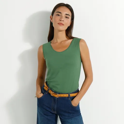 Top de culoare uni cu bretele late
