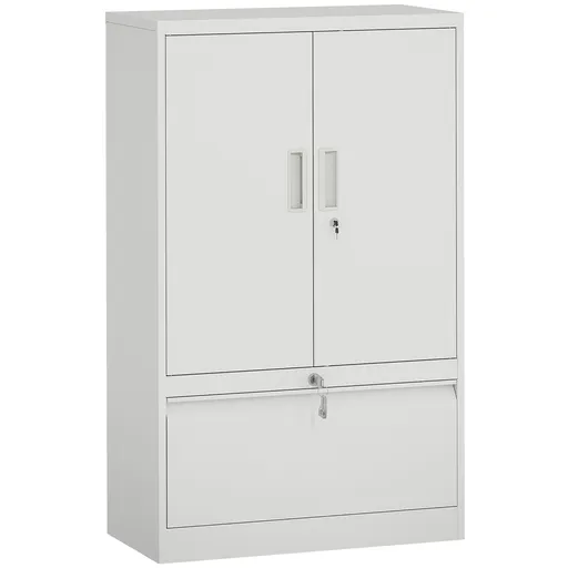 HOMCOM Dulap pentru Birou cu Raft Interior Reglabil și Sertar Alb | Aosom Romania