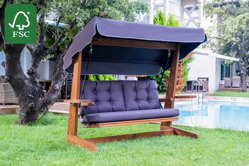 Balansoar de gradina 3 locuri, Hanah Home, Viva 2200, 220x100x175 cm, Antracit