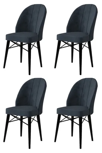 Set scaune 4 piese, Hanah Home, Ritim, Antracit / Negru