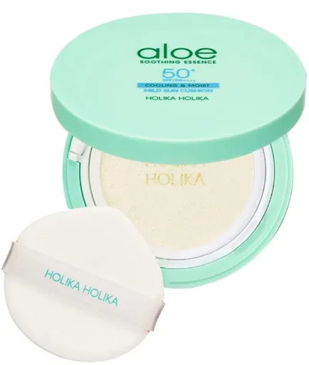 Holika Holika Protecție solară în burete SPF 50+ Aloe Soothing Essence (Mild Sun Cushion) 25 g