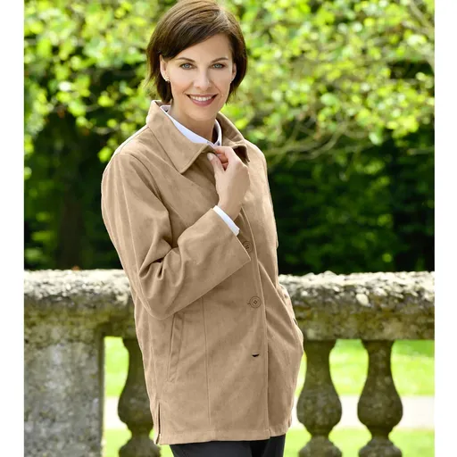 Jachetă din imitație de piele de căprioară