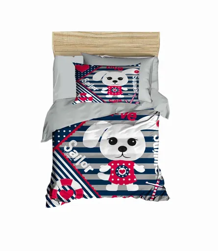 Lenjerie de pat pentru copii, L'essentiel Maison, PH111, Roșu / Bleumarin / Alb