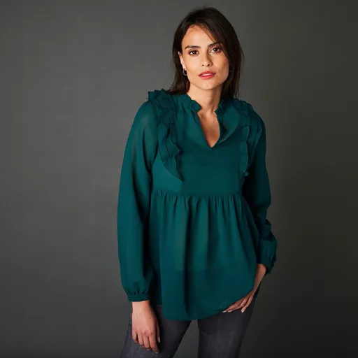 Tunică de culoare solidă cu volane și încrețituri