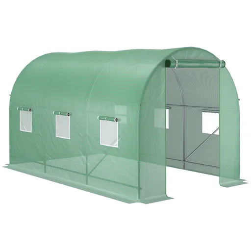 Outsunny Seră de Grădină cu Ferestre, Ușă și Acoperiș Rotunjit din PE și Fier, 3.5x2x2 m, Verde | Aosom Romania