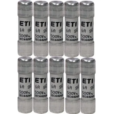 Set 10 Fuzibil cilindric ETI 2651015, CH10x38 gG 6A/500V