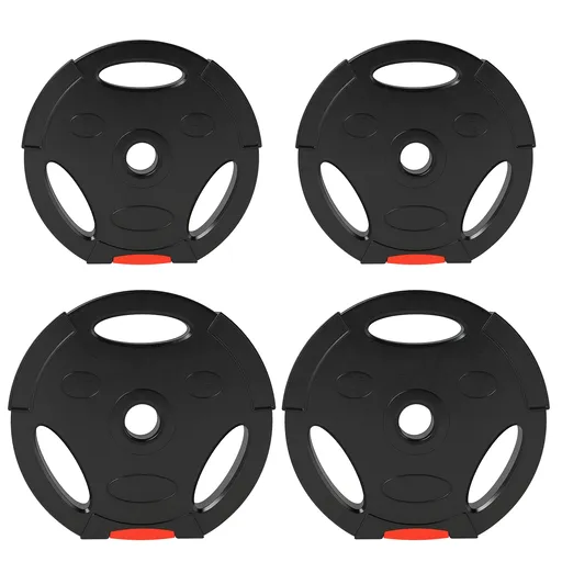 SPORTNOW Set de 4 plăci de greutate pentru antrenament, sală de fitness, antrenament acasă, antrenament de forță, 2 x 7,5 kg și 2 x 5 kg, Negru | Aoso