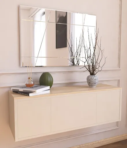 Oglinda decorativa, Hanah Home, Akol, 50x75x2.2 cm, Alb