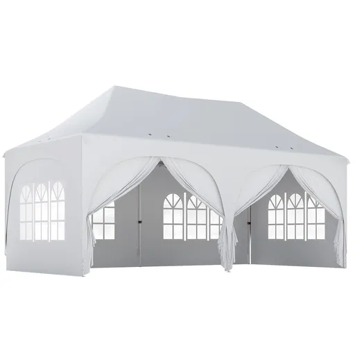 Outsunny Gazebo pliabil 3x6 m, cu pereți detașabili, saci cu nisip, geantă de transport și protecție UV30+, gri deschis/alb | Aosom Romania