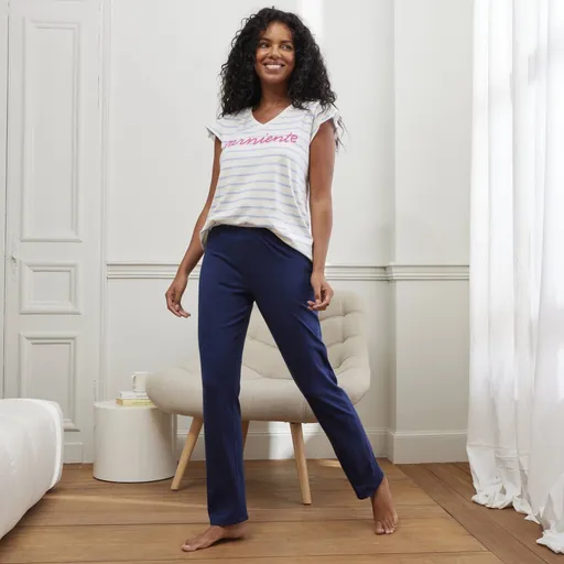 Pijama în dungi cu imprimeu Farniente