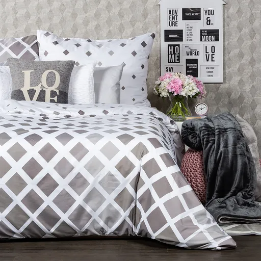 Lenjerie de pat 4Home Geometric, gri micro, 140 x 220 cm, 70 x 90 cm