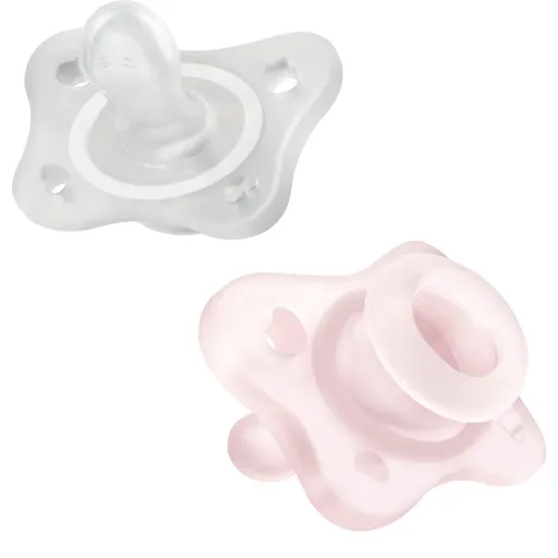 Chicco Physio Forma Mini Soft 0-2m suzetă 0-2m Pink/Transparent 2 buc