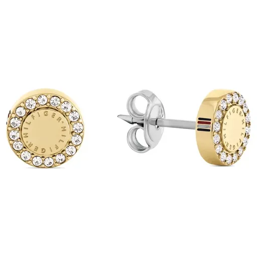 Tommy Hilfiger Cercei buton placați cu aur cu cristale 2780908