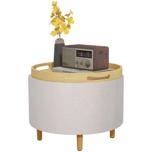 HOMCOM Hocker Polsterhocker, Pluș Teddy, Stocare ascunsă, capac reversibil, 56 cm x 56 cm x 42 cm, Alb | Aosom Romania