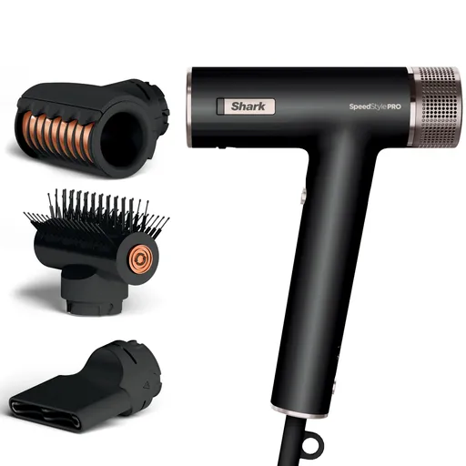 Uscator de par 3-in-1 Shark SpeedStyle Pro HD731EU, 1750 W, 3 viteze, 4 setari, Coanda, Recunoastere duza iQ, Protectie scalp, Negru