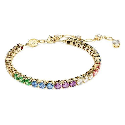 Swarovski Brățară strălucitoare placată cu aur cu zirconii colorate Matrix Tennis 5685691