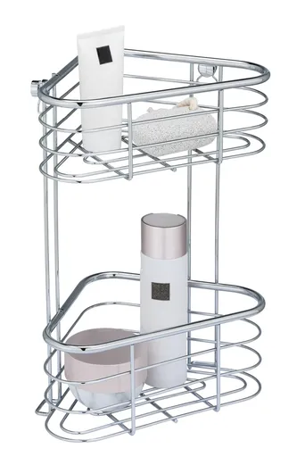 Etajera de colet pentru baie, Wenko, Trestina, 25 x 35 x 16.5 cm, inox, gri