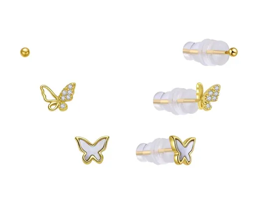 MOISS Set de cercei jucăuși placați cu aur E0004645 (3 perechi de cercei)