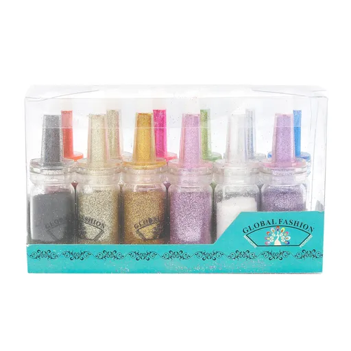 Set 12 Decoratiuni Unghii, Global Fashion, Sclipici, Rainbow