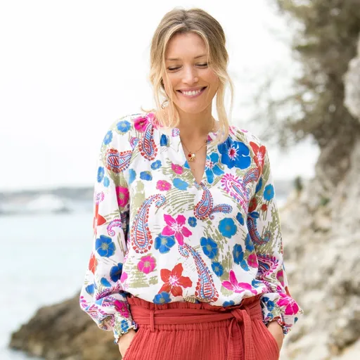 Bluză cu imprimeu, muselină