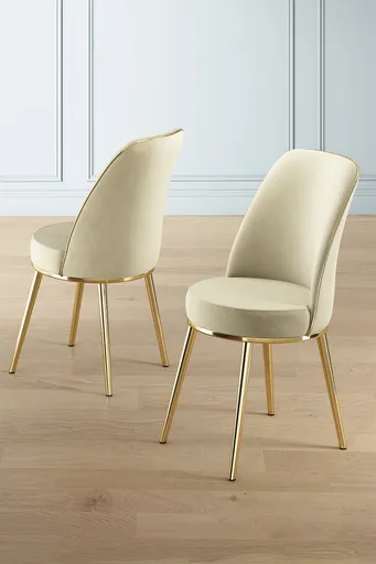 Set scaune 6 piese, Hanah Home, Pefa, Crem / Aur