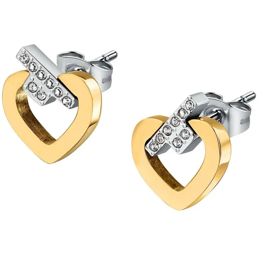 Trussardi Cercei decenți bicolori cu zirconi T-Logo TJAXC49