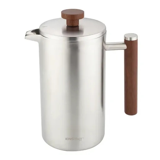 Presă franceză pentru cafea / ceai Kinghoff KH 1995, 1 l, Oțel inoxidabil, Pereți dubli, Inox