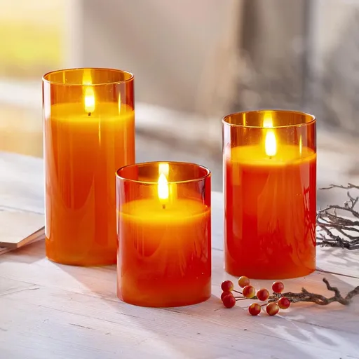 Lumânări LED în sticlă, set de 3