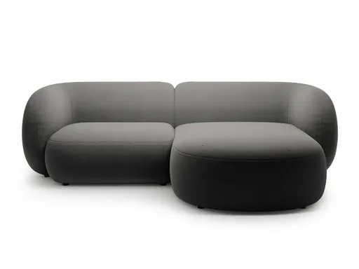 Coltar dreapta 2 locuri, Kate, Micadoni Home, 255x176x76 cm, catifea, gri inchis