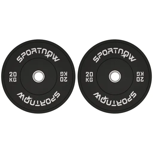 SPORTNOW Set de Discuri de Greutate cu Protecție din Cauciuc Solid cu Orificii, Փ45x8 cm, Negru | Aosom Romania