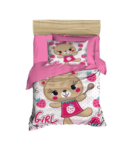 Lenjerie de pat pentru copii, L'essentiel Maison, PH155, Roz / Alb / Maro