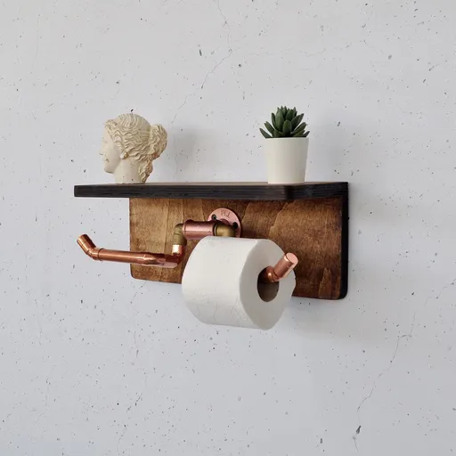 Raft de perete, Hanah Home, Cop055, 40x16x14 cm, Nuc / Rose Gold