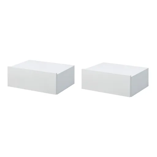 HOMCOM Noptiere Suspendate Set de 2, Design Modern, Fixare la Perete, Lemn Alb, 40x30x15cm | Aosom Romania