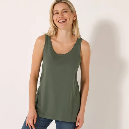 Top de culoare solidă din bumbac organic, ecologic