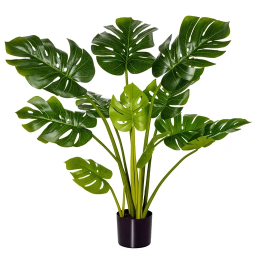 HOMCOM plante artificiale 110 cm Monstera artificială plante de interior și exterior în ghiveci copac artificial plantă decorativă plantă de birou ghi