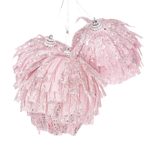 Set de decorațiuni de Crăciun Pink Elegance, 3 buc., diametru 8 cm