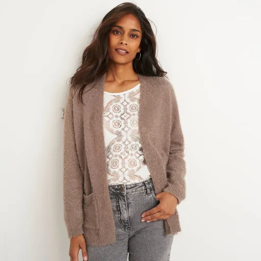 Pulover lung cu blană