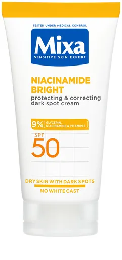 Mixa Cremă protectoare și corectoare împotriva petelor întunecate SPF 50 Niacinamide Bright (Protecting & Correcting Dark Spot Cream) 50 ml