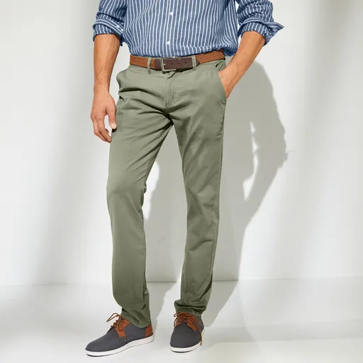 Pantaloni chino din twill elastic, croială clasică