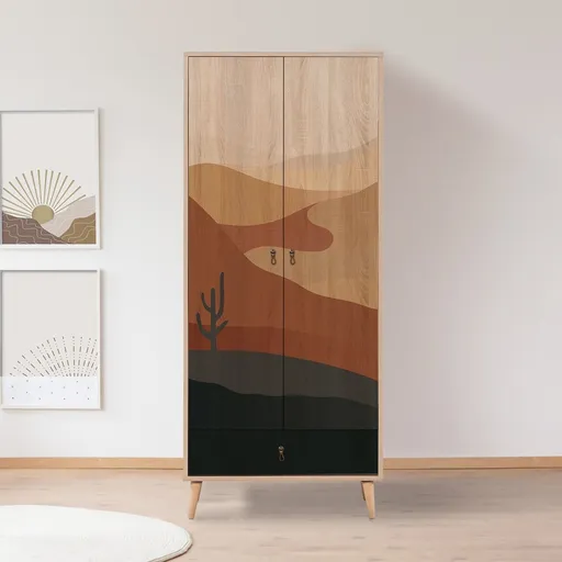 Dulap pentru haine, Vella, City Desert, 80 x 190 x 45 cm, pal melaminat, multicolor