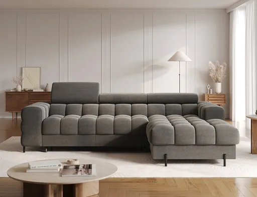 Coltar extensibil dreapta 3 locuri ELTAP, RT-06SO, Felro, 285x181x93 cm, lemn/poliester, gri inchis