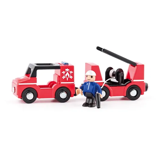Mașină Woody Pompieri cu șofer pentru calea ferată, roșu