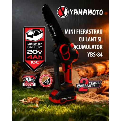 Mini Drujba 8" pe Acumulator cu 1 Acumulator 20v/4Ah si Incarcator Yamamoto YBS-84 5400 rot/min, Brushless