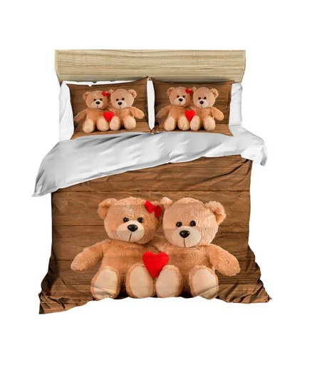 Lenjerie de pat pentru o persoana, L'essentiel Maison, 203, Maro / Alb / Roșu