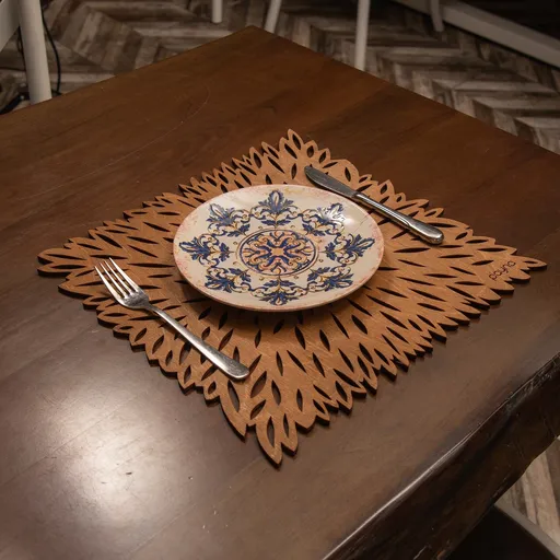 Set de covorașe de masă din lemn, Hermia, 790PYN1134, Dimensiune: 36 x 36 cm (4 bucăți), Maro