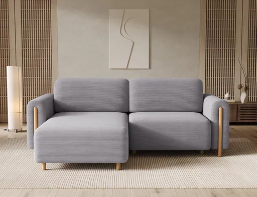 Coltar extensibil stanga 3 locuri ELTAP, LT-O-03JAR, Acossta, 244x154x95 cm, lemn/poliester, gri/natur