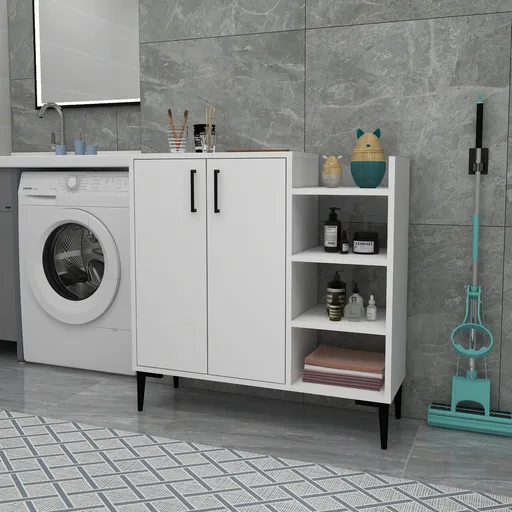 Dulap multifunctional, Hanah Home, Leskar, 90x90.6x29.6 cm, Alb