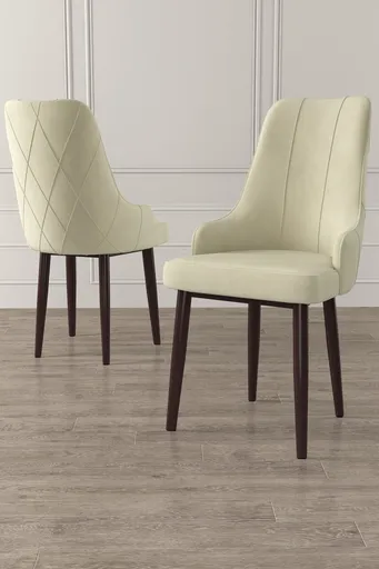 Set scaune 6 piese, Hanah Home, Trex, Crem/Maro