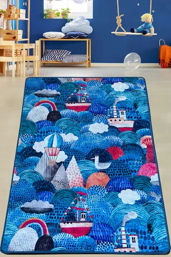 Covor, Superior, 100x180 cm, Poliester, Albastru